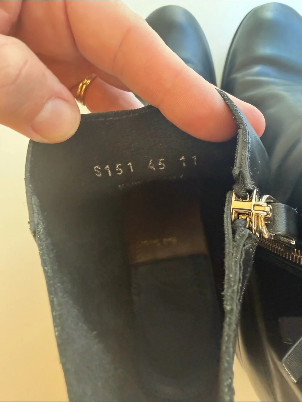 Paul Smith Black Leather Ankle Boots with Gold Zip Detail Made in Italy